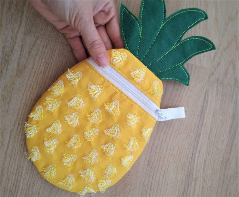 Artapli ITH pineapple pouch 21 Items to Machine embroider and wear this summer on the beach