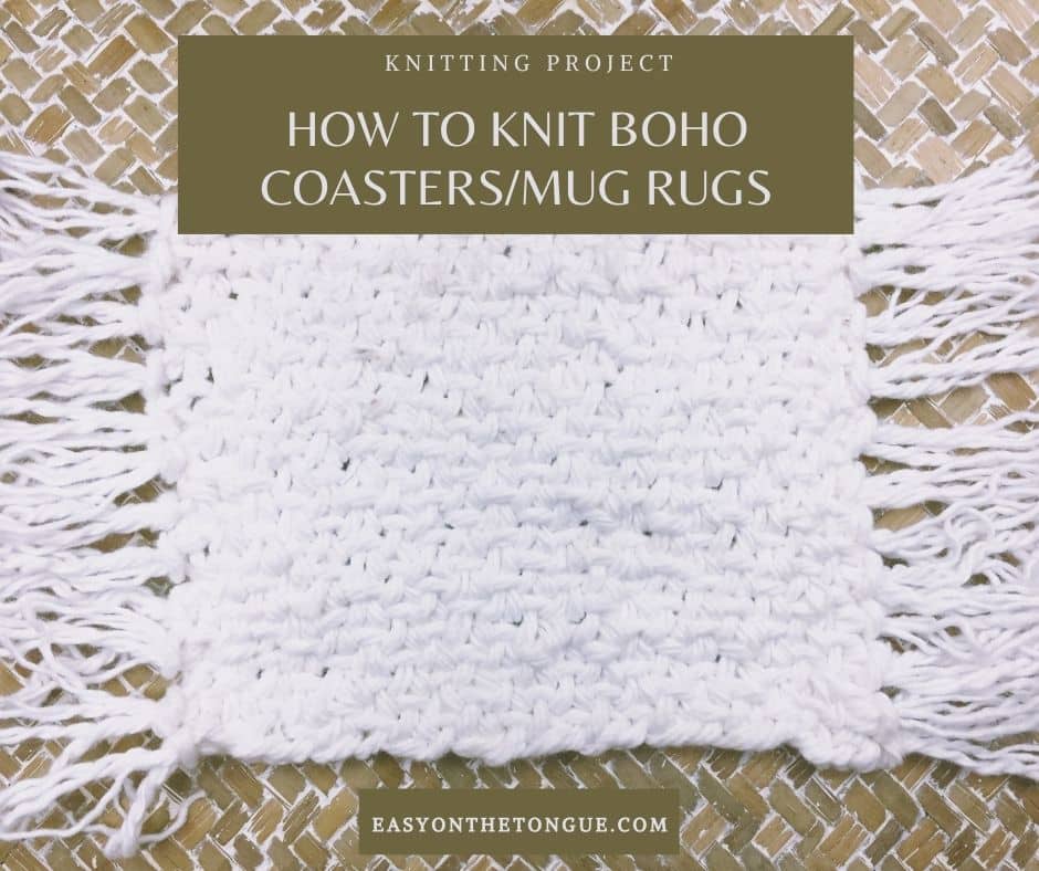 How to knit Boho coasters mug rugs Free pattern on easyonthetongue.com FB How to Knit Boho Coasters Free Pattern