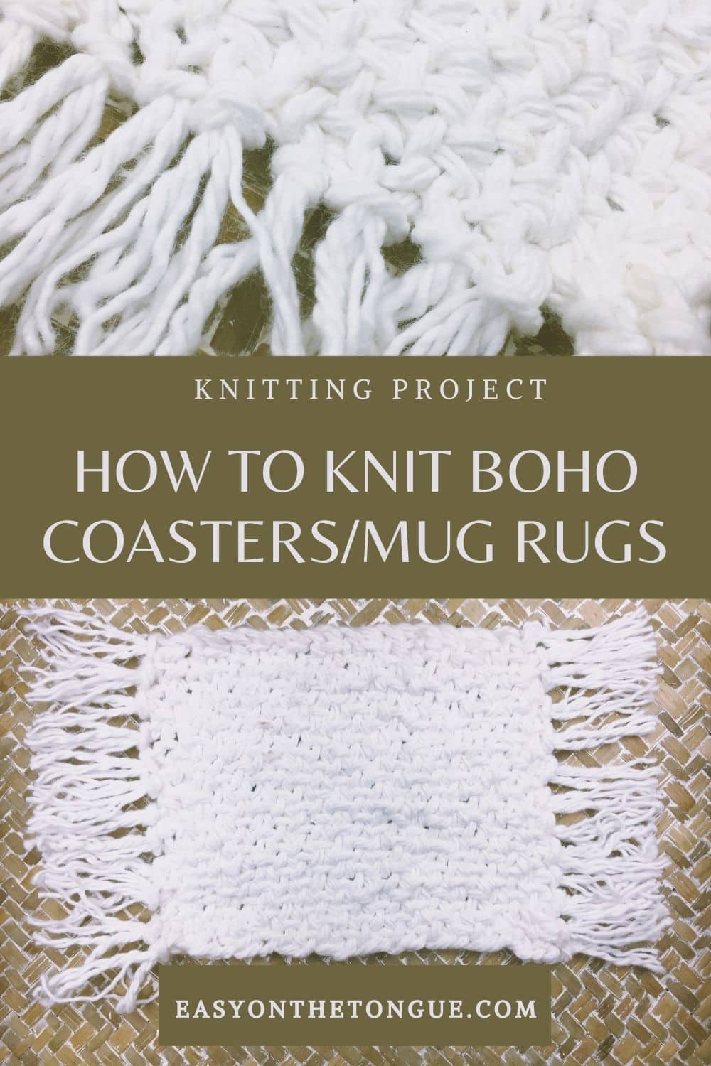 How to knit Boho coasters mug rugs Free pattern on easyonthetongue.com  How to Knit Boho Coasters Free Pattern