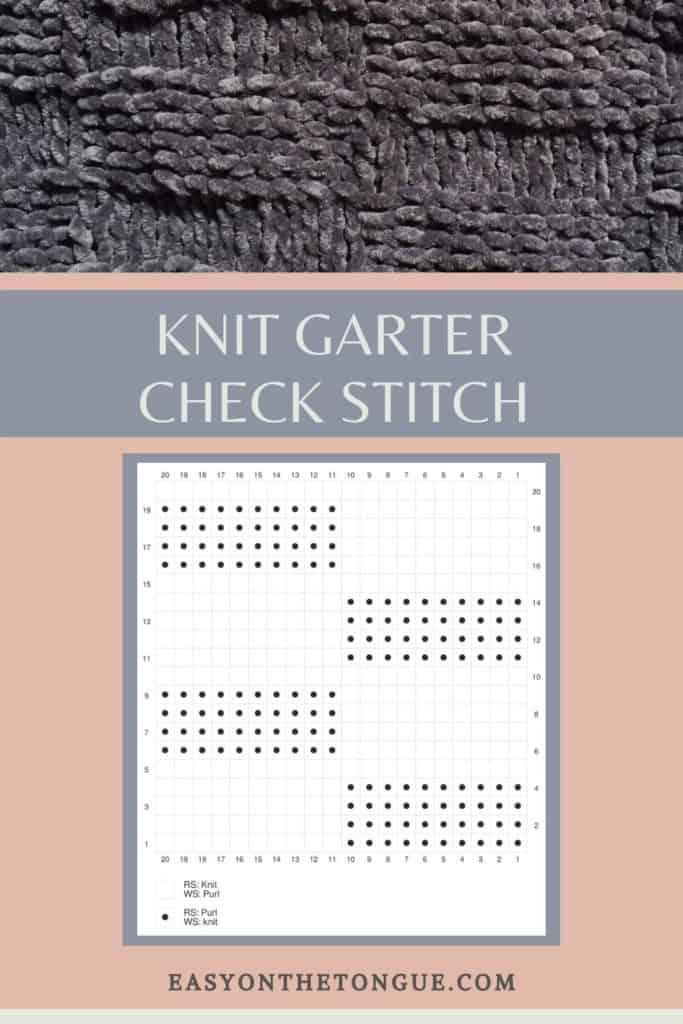 Knit Garter Check Stitch with graph on easyonthetongue.com  683x1024 Garter Check Stitch, an Easy Textured Knitting Pattern