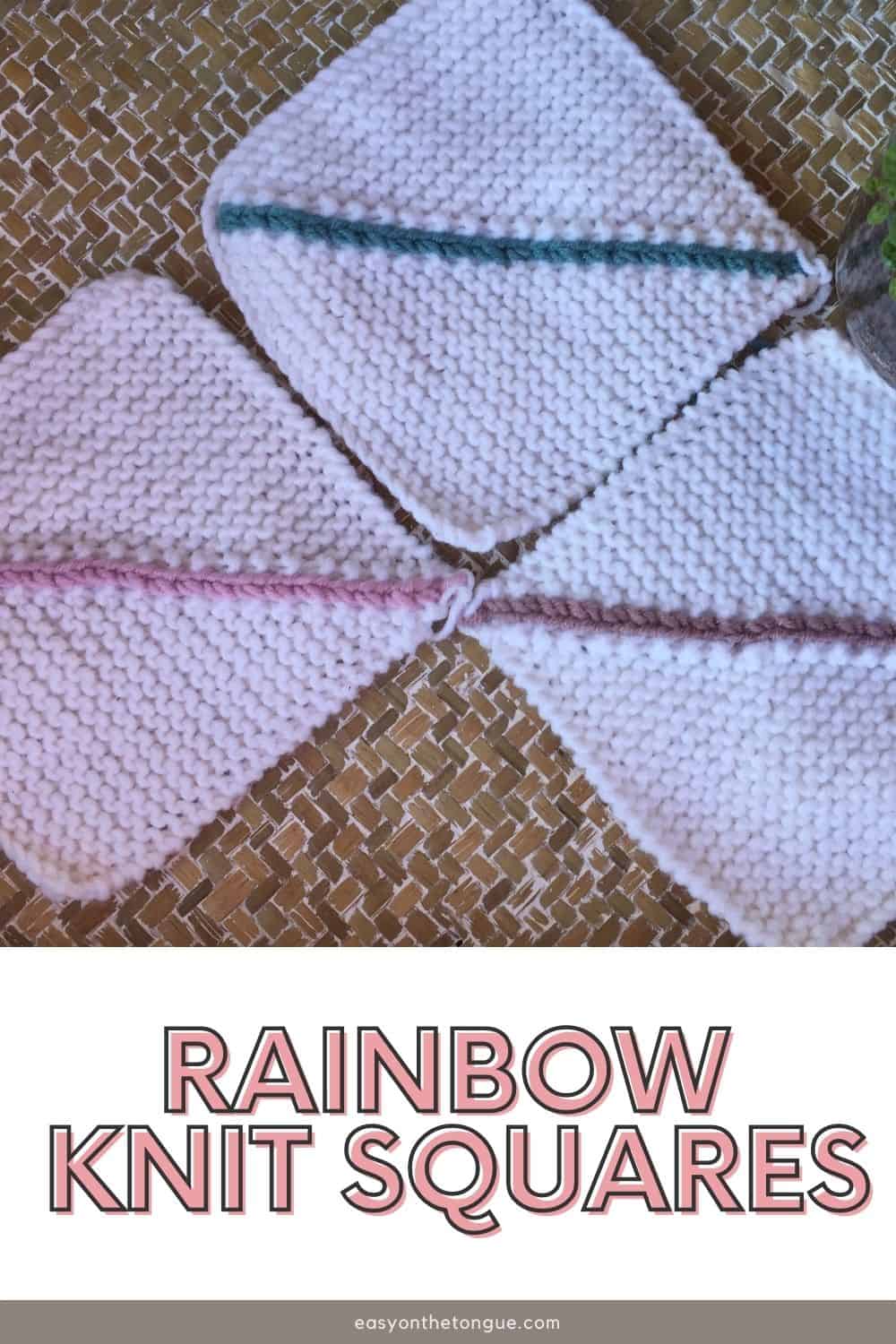 Rainbow knit squares click through for the free mitred square pattern on easyonthetongue.com  Knit your own Rainbow Blanket with this Mitred Square