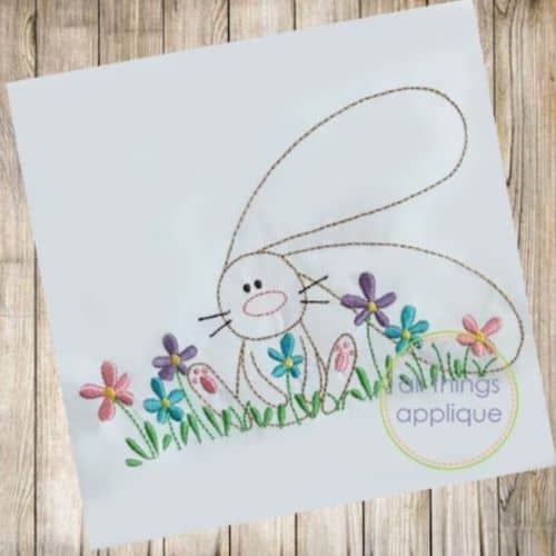 Easter Bunny machine embroidery design by All Things Applique on Etsy part of round up post on easyonthetongue.com  Cute Easter Machine Embroidery Designs (Free and Etsy)