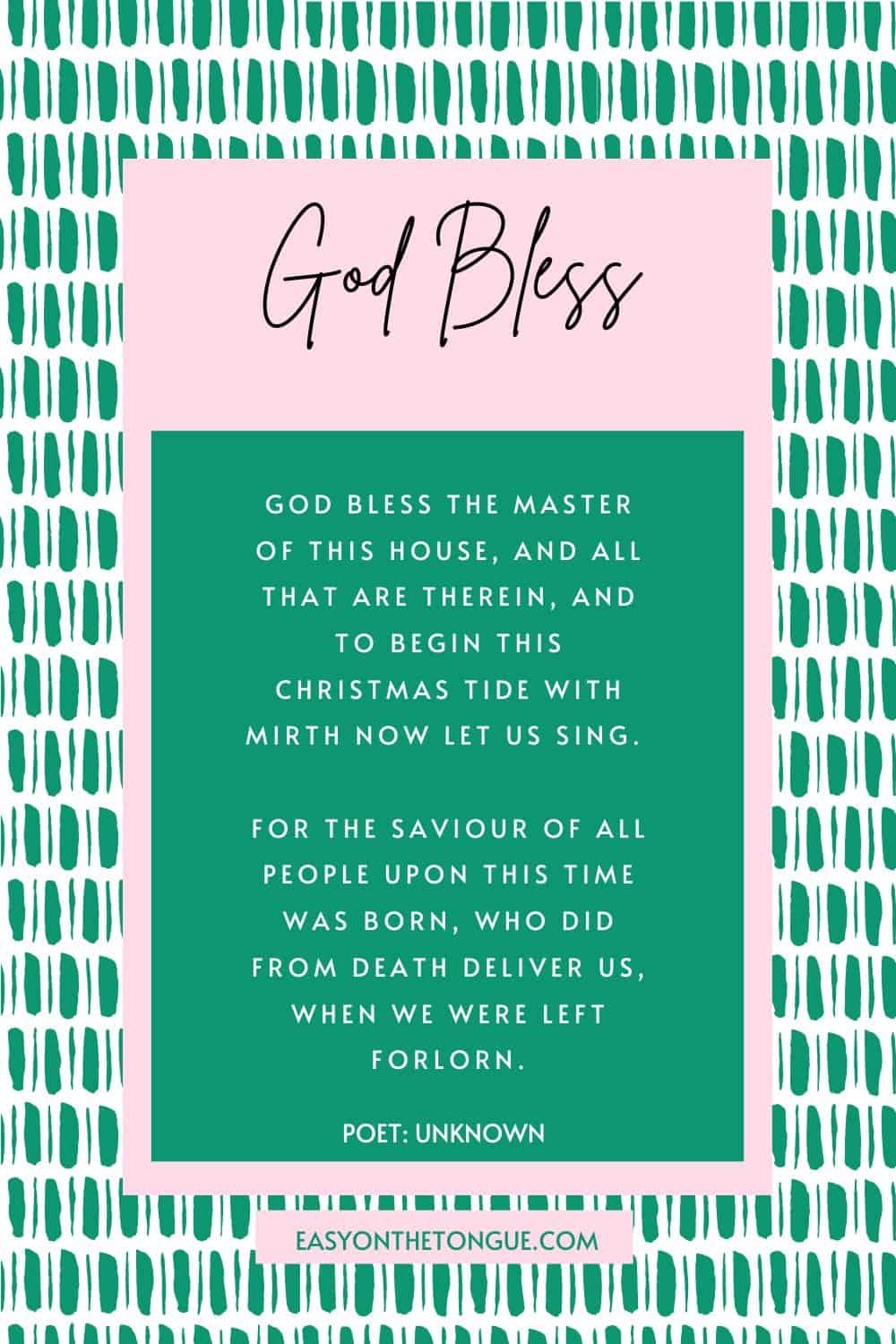 God Bless the Master, Christmas Poem God Bless the Master Christmas Poem more on easyonthetongue.com Christmas Messages to Download and Share